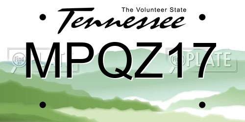 MPQZ17 Tennessee License Plate
