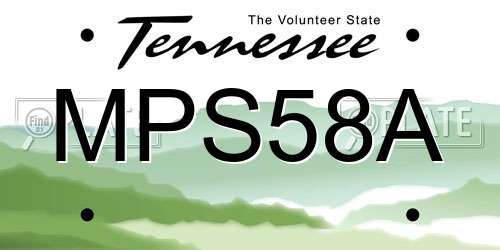 MPS58A Tennessee License Plate