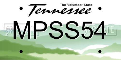 MPSS54 Tennessee License Plate