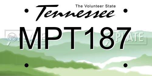 MPT187 Tennessee License Plate