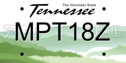 MPT18Z Tennessee License Plate