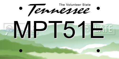 MPT51E Tennessee License Plate