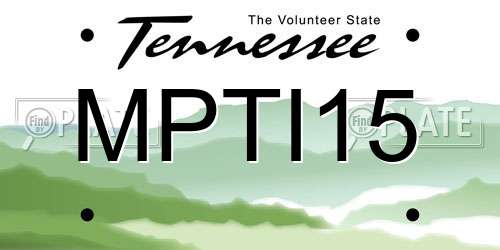 MPTI15 Tennessee License Plate