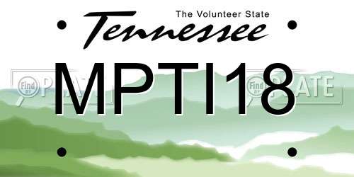 MPTI18 Tennessee License Plate