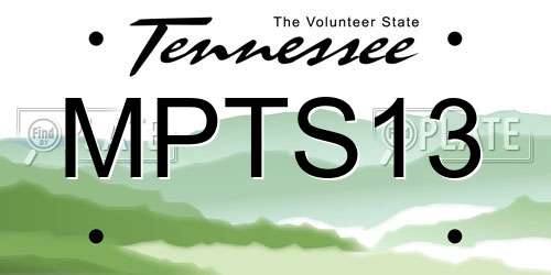 MPTS13 Tennessee License Plate