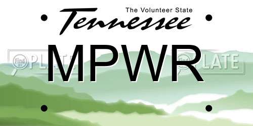 MPWR Tennessee License Plate