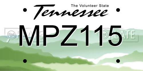 MPZ115 Tennessee License Plate