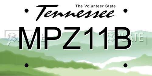 MPZ11B Tennessee License Plate