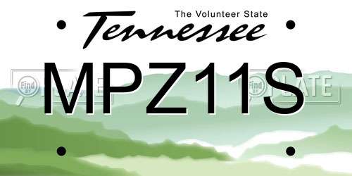 MPZ11S Tennessee License Plate