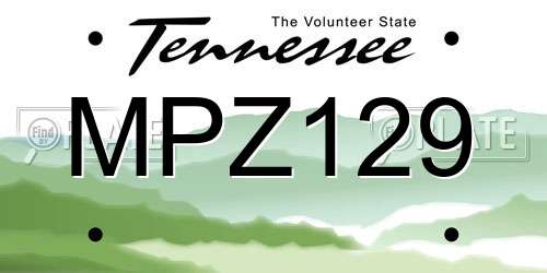 MPZ129 Tennessee License Plate