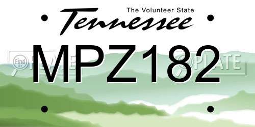 MPZ182 Tennessee License Plate