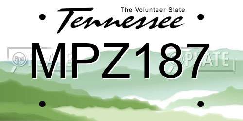 MPZ187 Tennessee License Plate