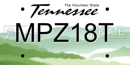 MPZ18T Tennessee License Plate