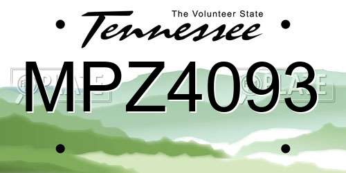 MPZ4093 Tennessee License Plate