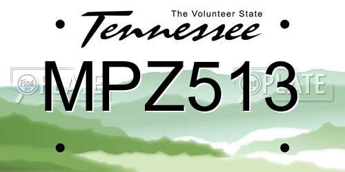 MPZ513 Tennessee License Plate