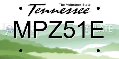 MPZ51E Tennessee License Plate