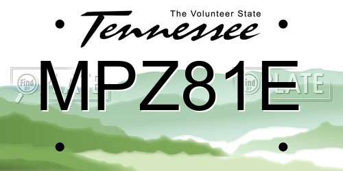 MPZ81E Tennessee License Plate