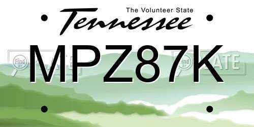 MPZ87K Tennessee License Plate