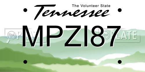 MPZI87 Tennessee License Plate