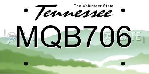 MQB706 Tennessee License Plate