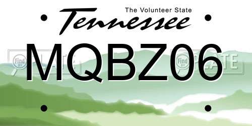 MQBZ06 Tennessee License Plate