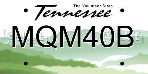 MQM40B Tennessee License Plate
