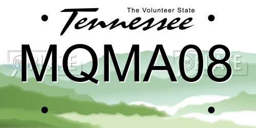 MQMA08 Tennessee License Plate