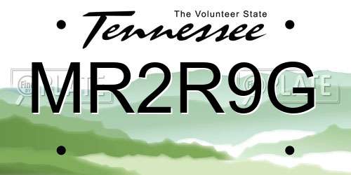 MR2R9G Tennessee License Plate