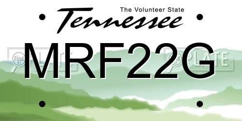 MRF22G Tennessee License Plate