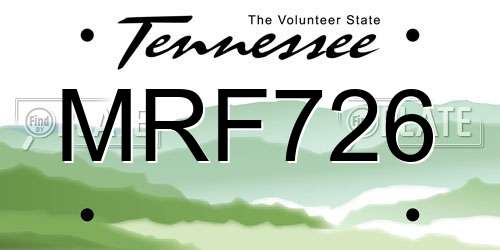MRF726 Tennessee License Plate