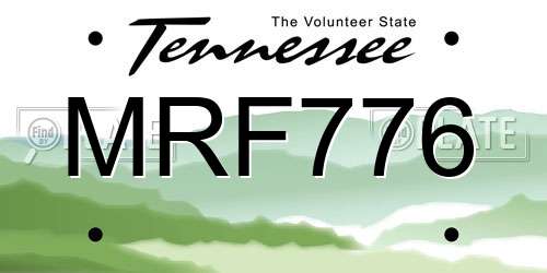 MRF776 Tennessee License Plate
