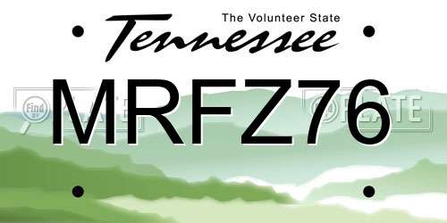 MRFZ76 Tennessee License Plate