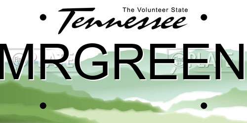 MRGREEN Tennessee License Plate