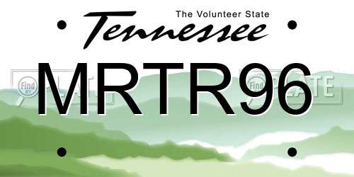 MRTR96 Tennessee License Plate