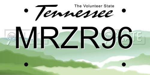 MRZR96 Tennessee License Plate