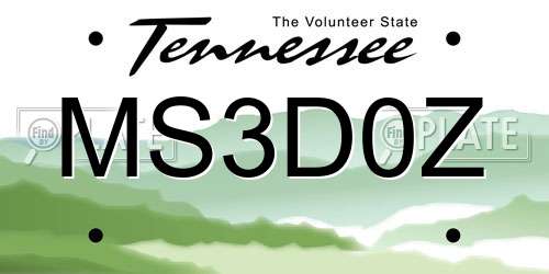 MS3D0Z Tennessee License Plate