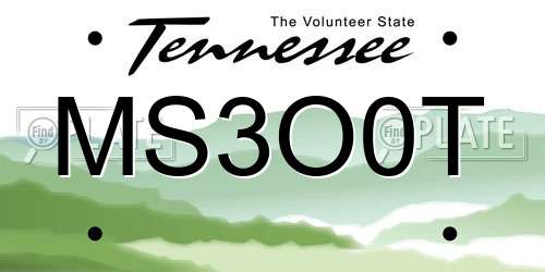 MS3O0T Tennessee License Plate