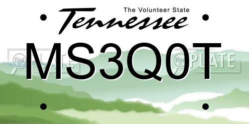MS3Q0T Tennessee License Plate