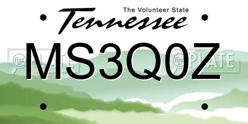 MS3Q0Z Tennessee License Plate