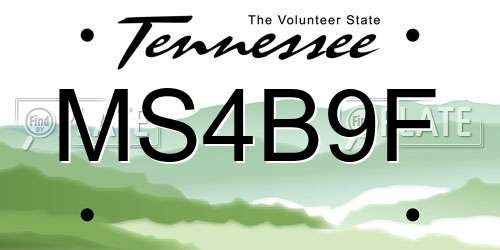MS4B9F Tennessee License Plate