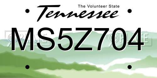 MS5Z704 Tennessee License Plate