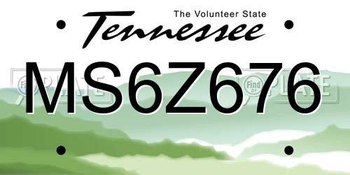 MS6Z676 Tennessee License Plate