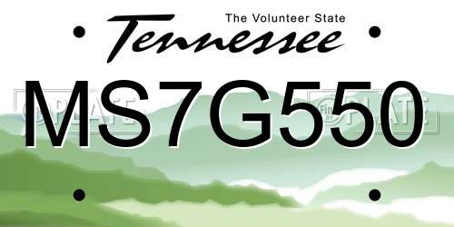 MS7G550 Tennessee License Plate