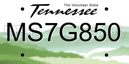 MS7G850 Tennessee License Plate