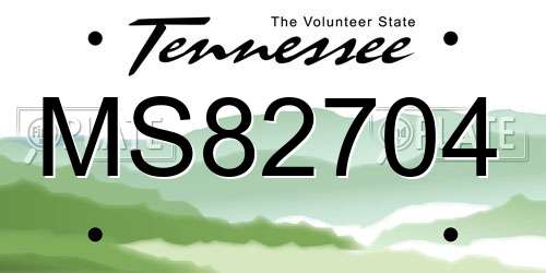 MS82704 Tennessee License Plate