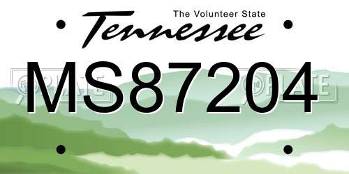MS87204 Tennessee License Plate