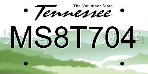 MS8T704 Tennessee License Plate