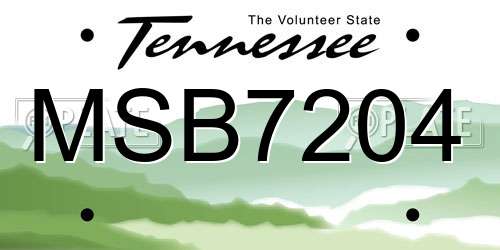 MSB7204 Tennessee License Plate