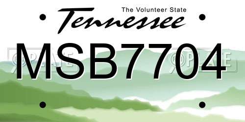 MSB7704 Tennessee License Plate