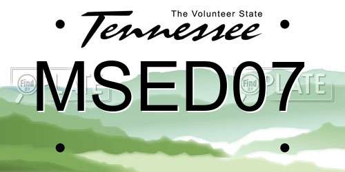 MSED07 Tennessee License Plate